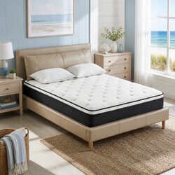 Double Mattress 21cm Euro Top Bonnell Spring Medium Firm Hypoallergenic Bed