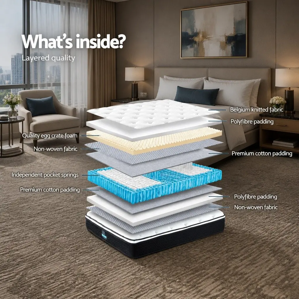 King Size Mattress Medium Firm Support 21cm Bonnell Spring Hypoallergenic White