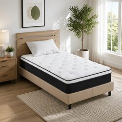 Single Mattress 21cm Euro Top Bonnell Spring Medium Firm Support Hypoallergenic