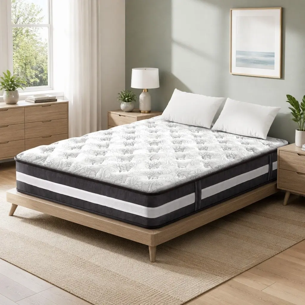 Double Mattress 30cm Pocket Spring Medium Firmness Tight Top White or Grey