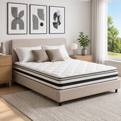 Double Mattress 21cm Pillow Top Medium-Firm Bonnell Spring Bed Support