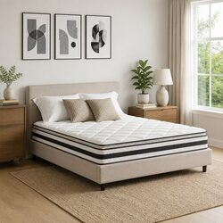 King Size Pillow Top Mattress 21cm Medium-Firm Bonnell Spring Quilted White