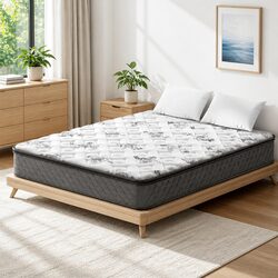 Queen Mattress 24cm Pillow Top Medium Firm Bonnell Spring Comfort Sleep Bed