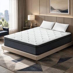 Double Mattress Euro Top 34cm Medium Firm Pocket Spring Bed Sleep Support