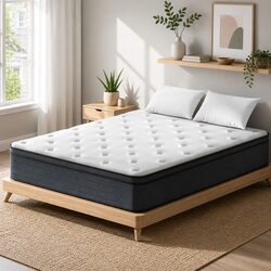 King Size Euro Top Mattress 34cm Thick Medium Firm Support Pocket Spring Sleep