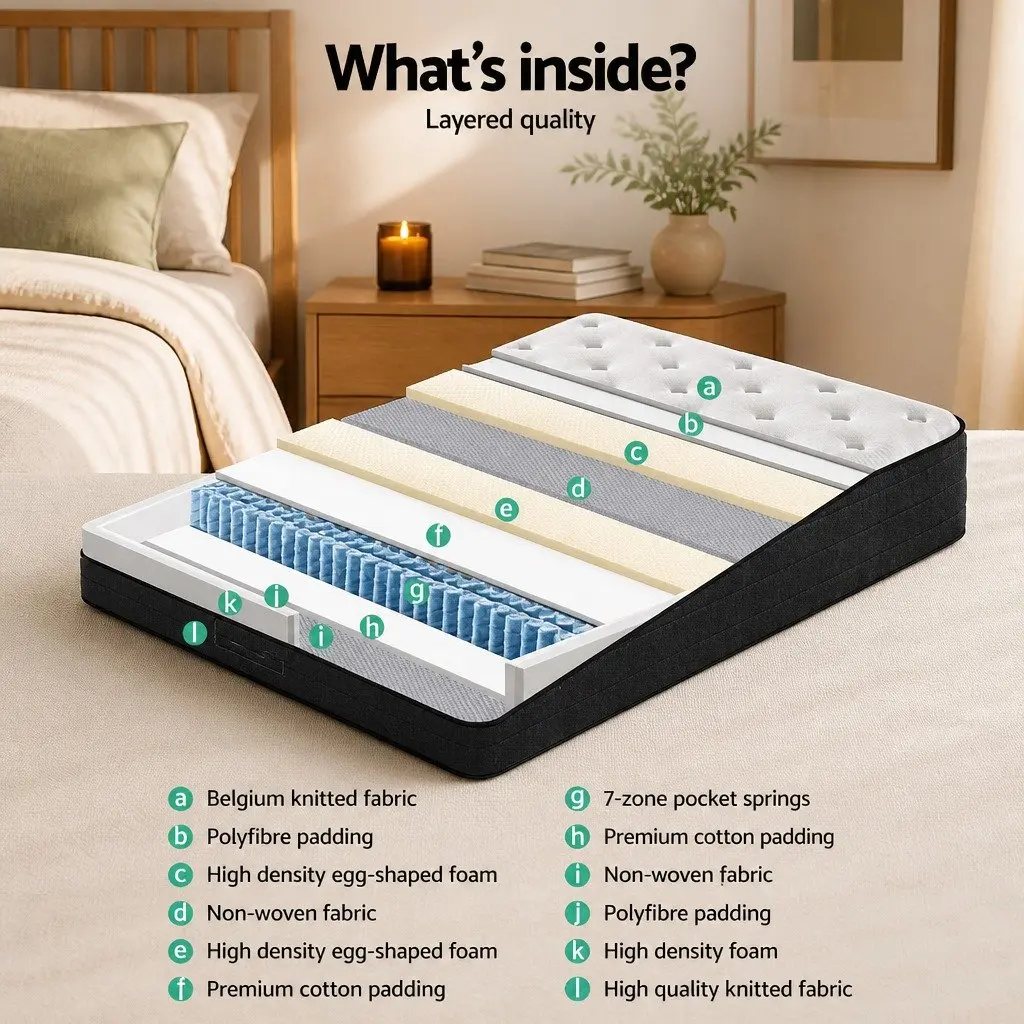 Queen Mattress Euro Top 34cm Medium Firm Pocket Springs White