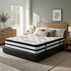 King Size Mattress 34cm Euro Top Pocket Spring Bedding Queen Bed Mattress