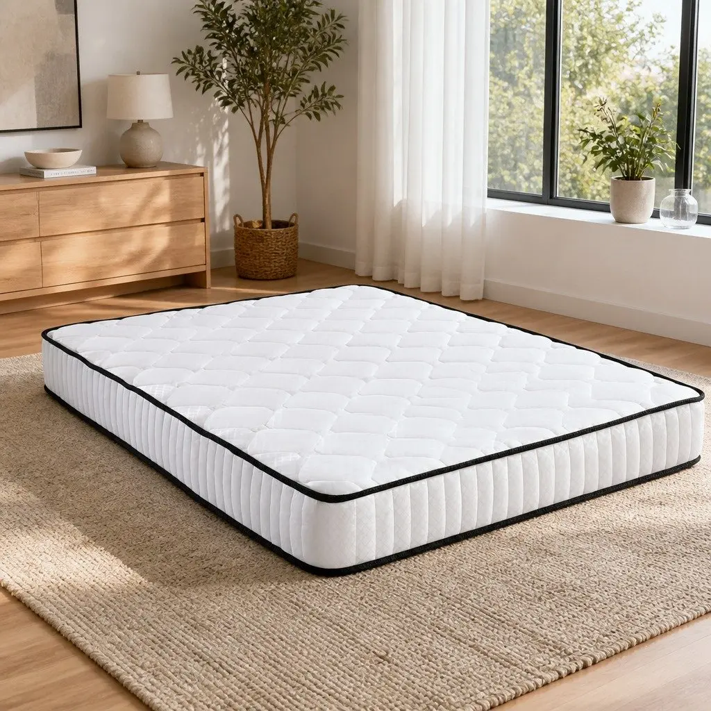 Double Mattress Pocket Spring 21cm Medium Firmness Queen Size White
