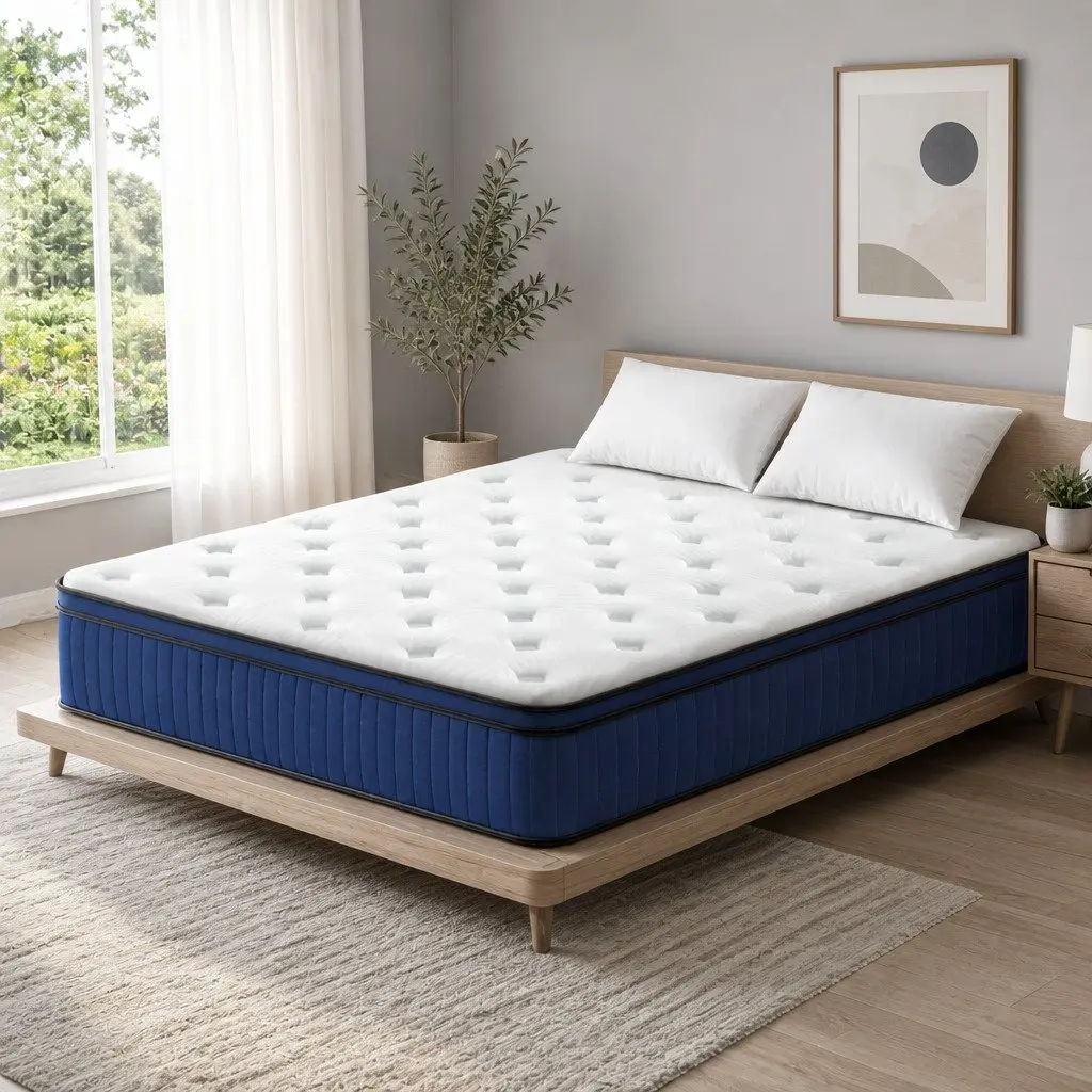 Double Mattress Cool Gel Memory Foam 34cm 7 Zone Pocket Springs Medium Firm White