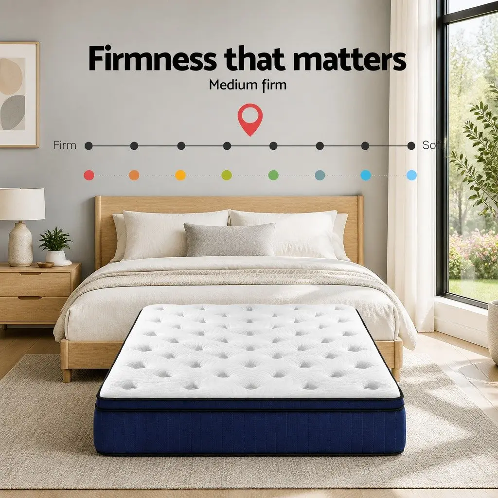 Double Mattress Cool Gel Memory Foam 34cm 7 Zone Pocket Springs Medium Firm White