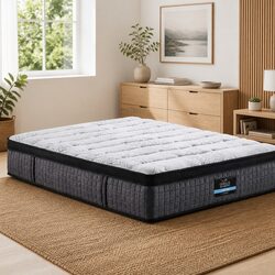 Single Mattress 34cm Euro Top 9 Zone Pocket Spring Medium Firm Latex Foam