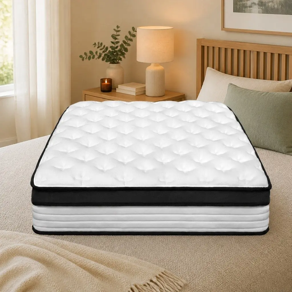 Single Mattress Pocket Spring 31cm Euro Top Plush Medium Firm Support White