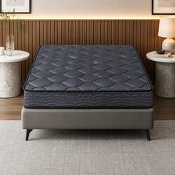 Single Mattress 16cm Bonnell Spring Tight Top Medium Firm Support Grey Bed
