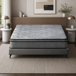 Double Mattress 26cm Euro Top Medium-Firm Support Grey Pocket Spring Bed