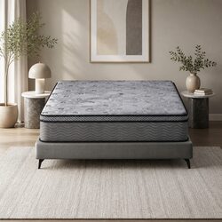 Queen Mattress 26cm Euro Top Medium-Firm Pocket Spring Memory Foam Grey Bed