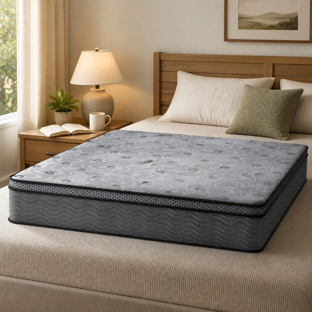Queen Mattress Euro Top Medium-Firm 26cm Pocket Spring Memory Foam Grey