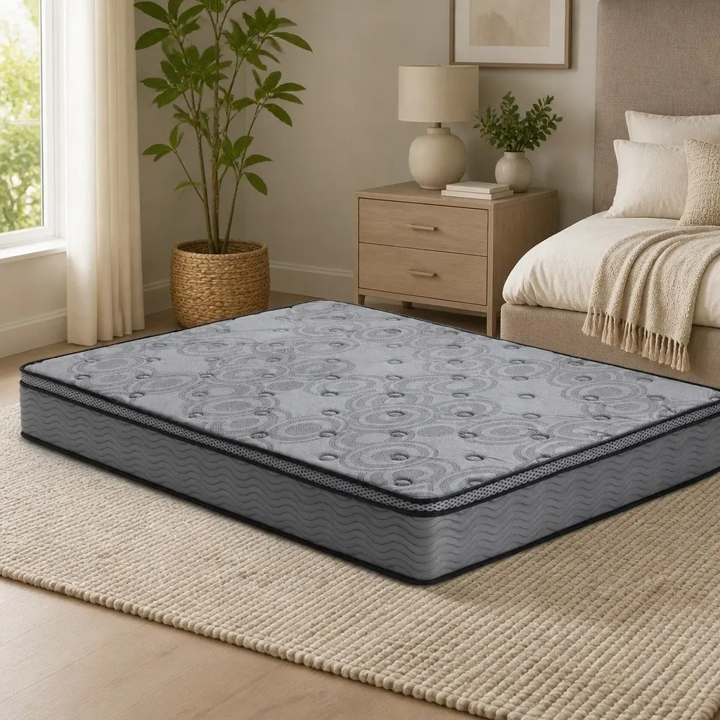 Queen Mattress Euro Top Medium-Firm 26cm Pocket Spring Memory Foam Grey