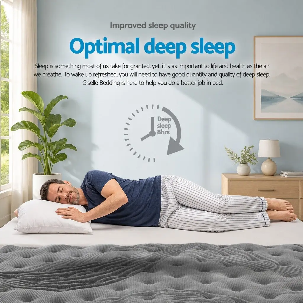 King Single Mattress Medium-Firm 34cm Euro Top Pocket Spring Grey