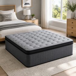 King Single Mattress 34cm Euro Top Medium-Firm Pocket Spring Memory Foam Grey