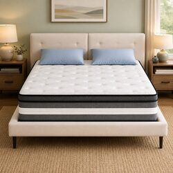 Double Mattress 30cm Gel Memory Foam Pocket Spring Euro Top Medium Firm Grey