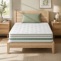 Single Mattress 20cm Green Tea Foam Euro Top Pocket Spring Medium Firm Support