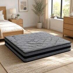 King Size Pocket Spring Mattress 22cm Medium Firm Mattress Grey Bedroom Sleeping