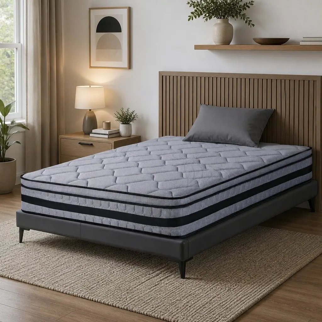 King Single Mattress 34cm Hybrid Pocket Spring Bed Euro Top Medium Firm Support