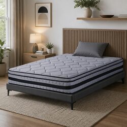 King Single Mattress 34cm Hybrid Pocket Spring Bed Euro Top Medium Firm Support