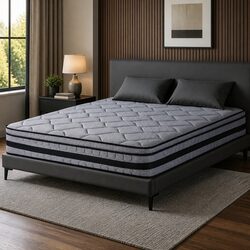 King Size Hybrid Mattress 34cm Pocket Spring Euro Top Medium Firm Support Bed