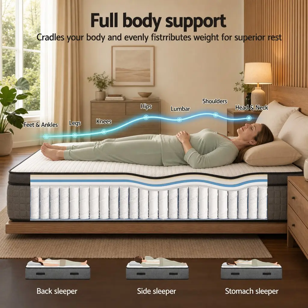Queen Mattress Dual Zone Flippable 37cm Adjustable Firmness Memory Foam