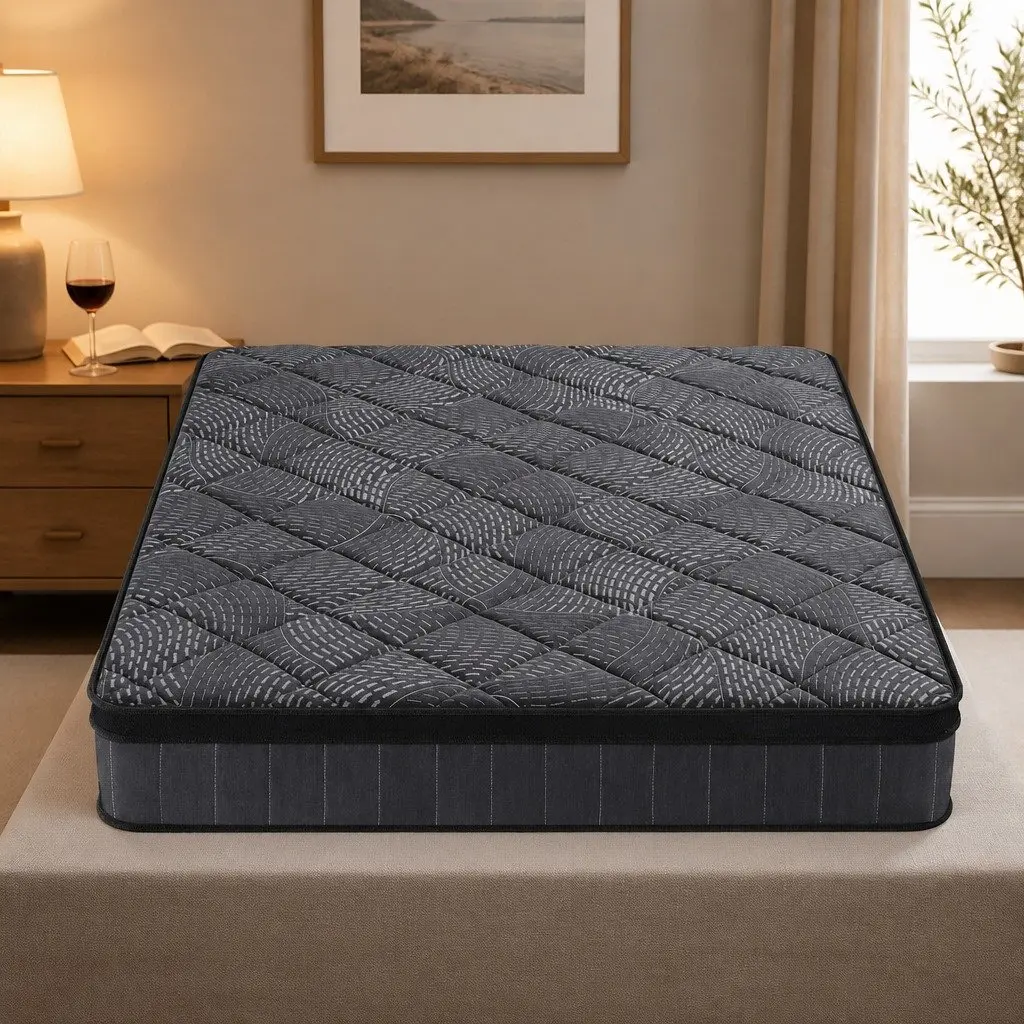 King Size Mattress Pocket Spring Latex Euro Top 25cm Medium Firm Support Black