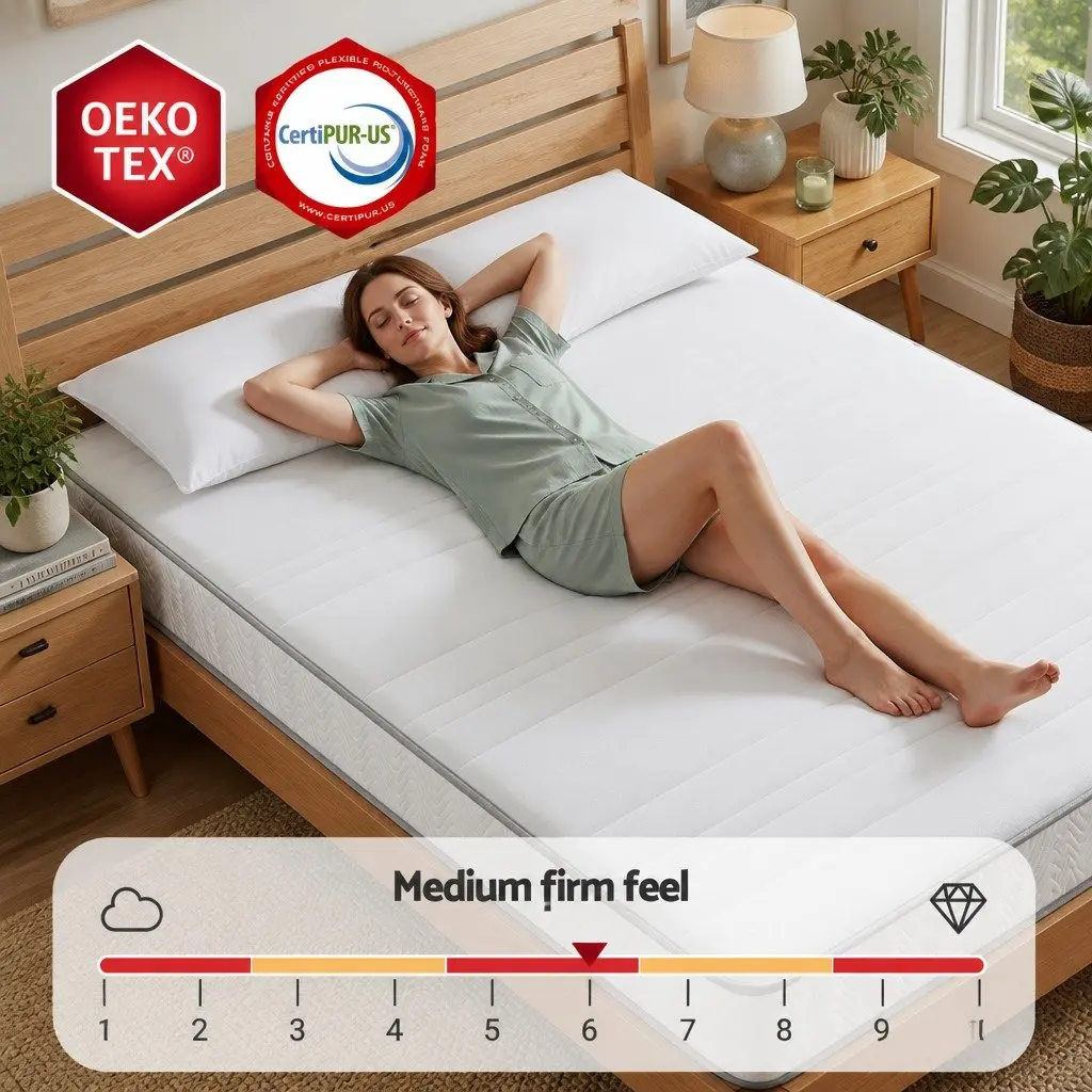 Double Mattress Medium Firm 20cm Egg-Crate Foam Pocket Spring Support White