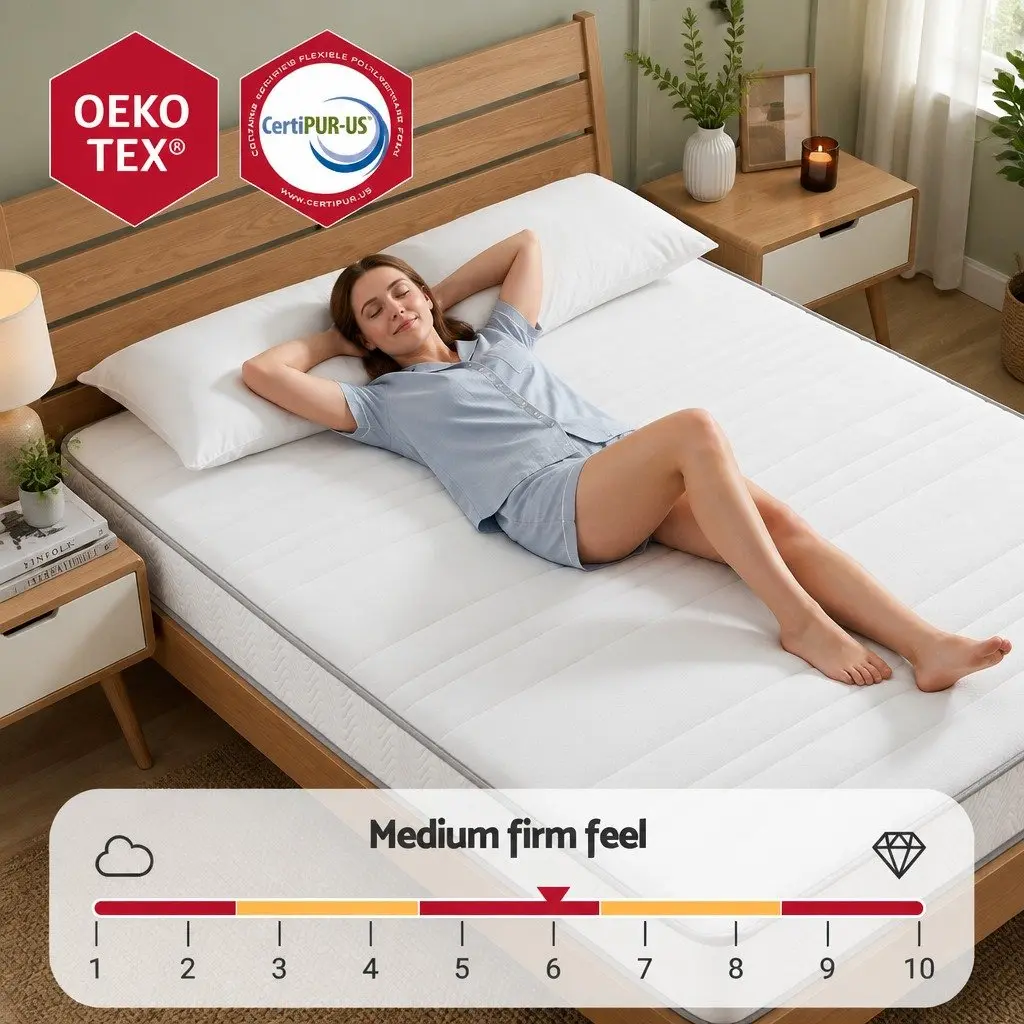 Queen Mattress Medium-Firm 20cm Egg-Crate Foam Pocket Spring Reinforced Edge White