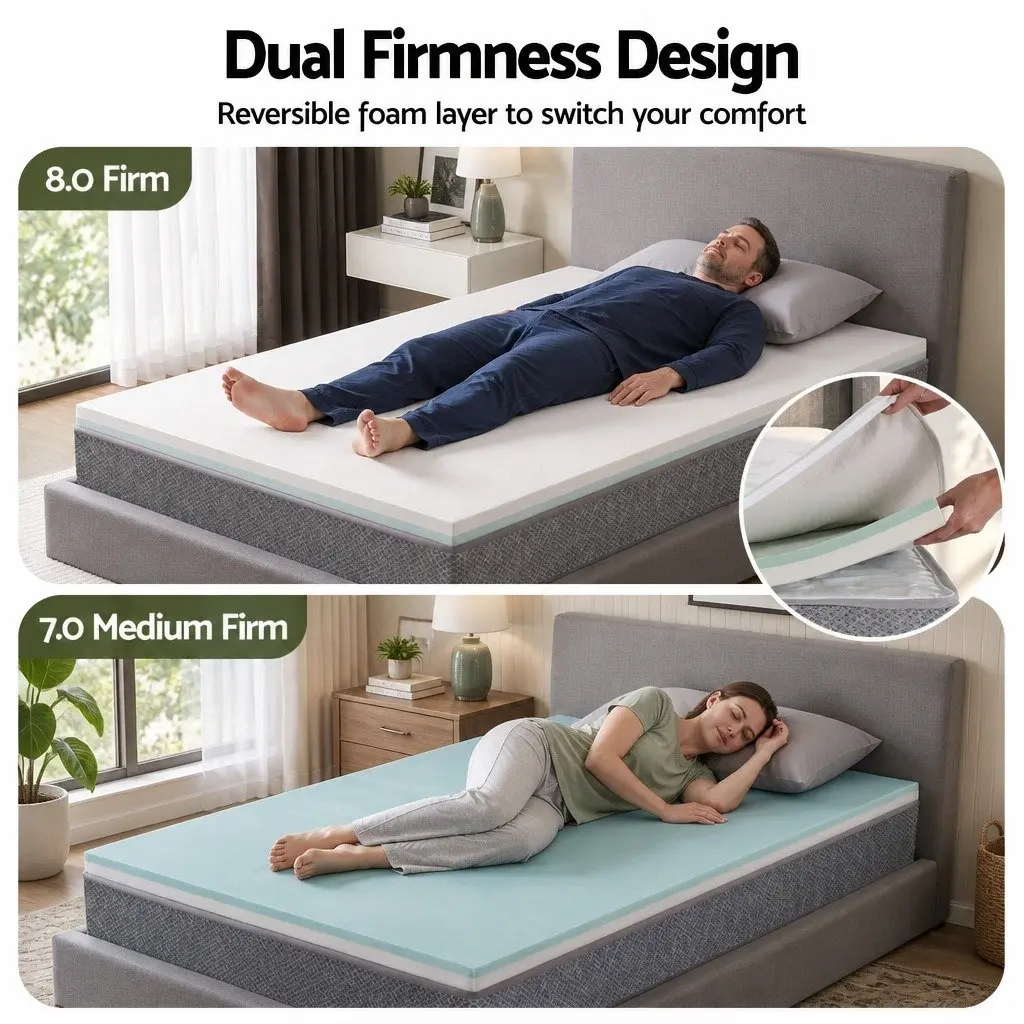 King Single Mattress 23cm Pocket Spring Reversible Foam Medium Firm White Grey