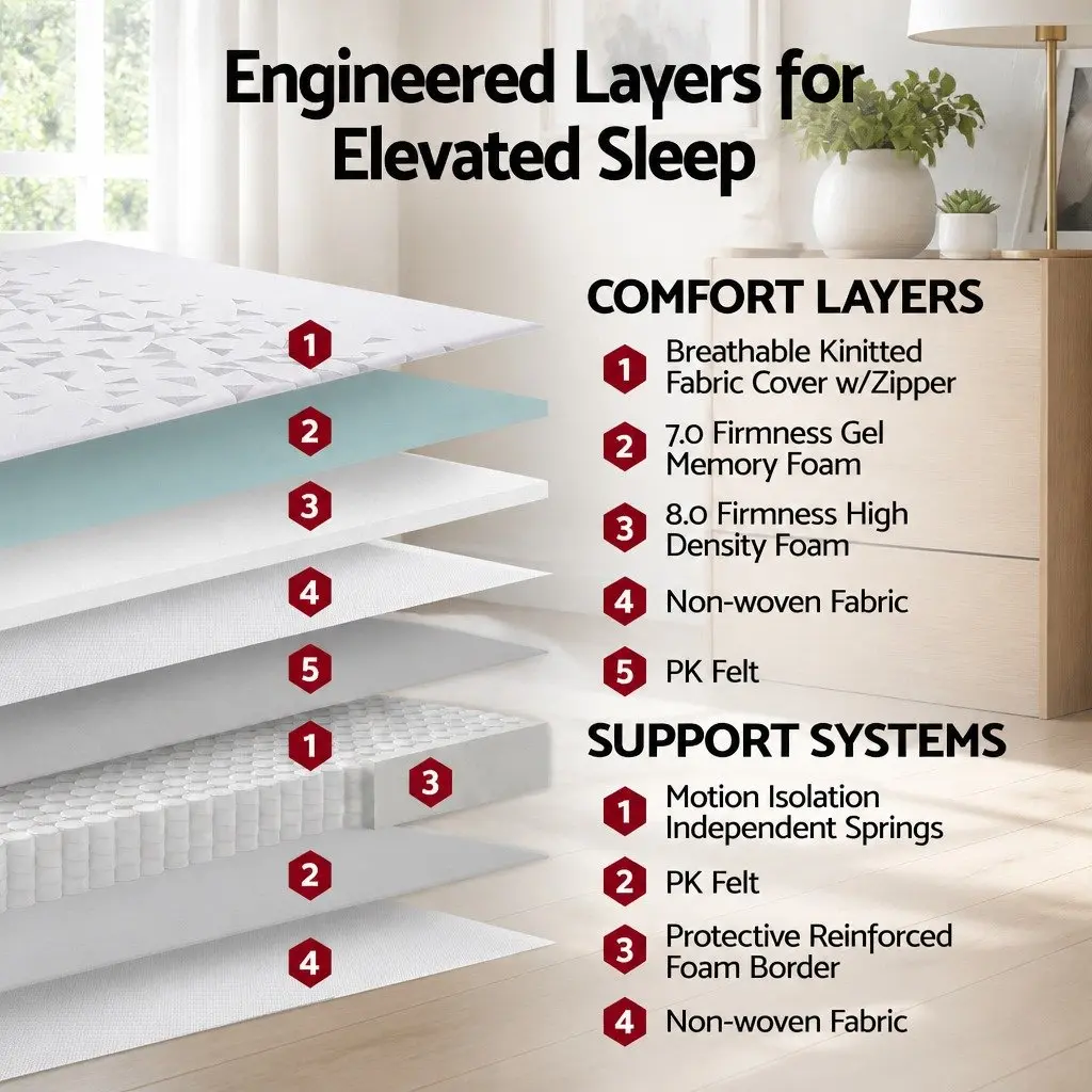 Double Mattress Reversible Foam 23cm Adjustable Firmness Medium White or Grey