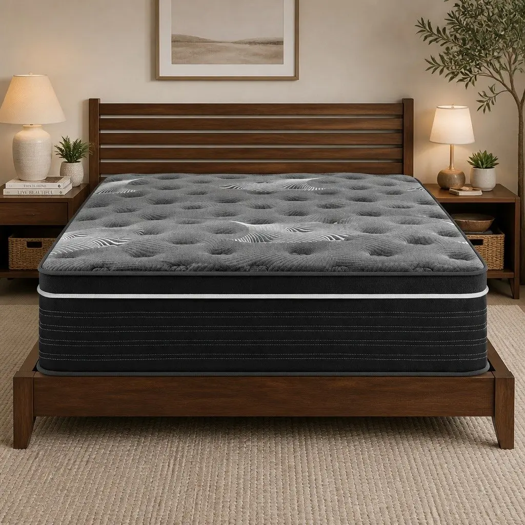 Queen Mattress Euro Top 35cm Medium Firm Pocket Spring Cooling Memory Foam