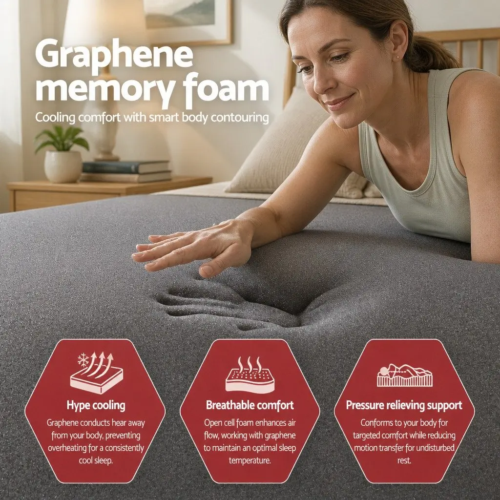 Queen Mattress Euro Top 35cm Medium Firm Pocket Spring Cooling Memory Foam