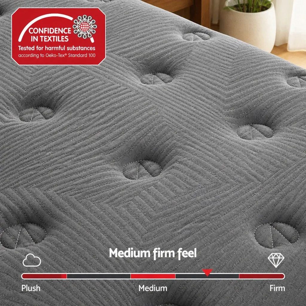 Queen Mattress Euro Top 35cm Medium Firm Pocket Spring Cooling Memory Foam