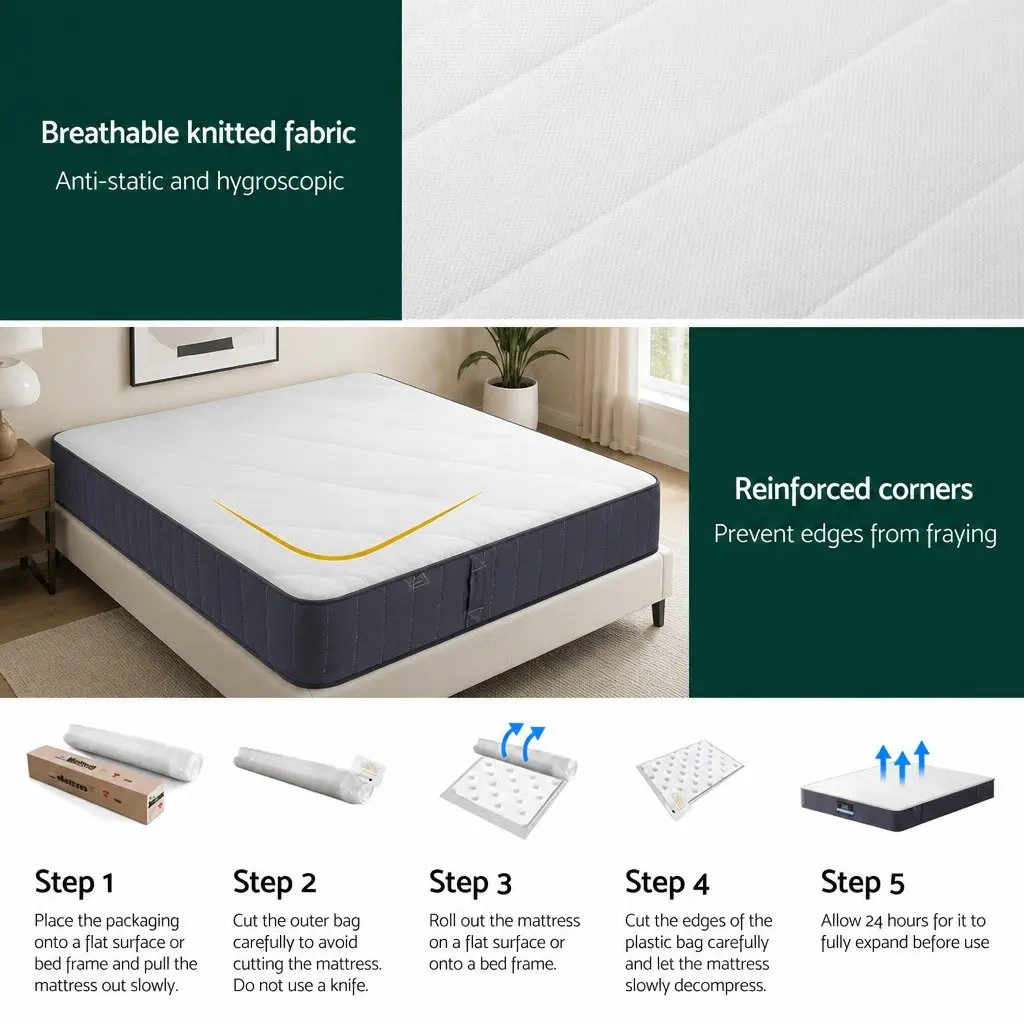 King Size Mattress Firm Support 20cm Breathable Knitted Fabric