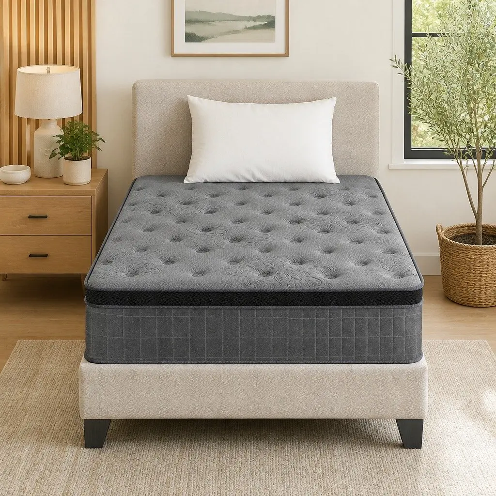 King Single Mattress 26cm Latex Foam Euro Top Medium Firm Pocket Spring Support Bamboo Charcoal Cover