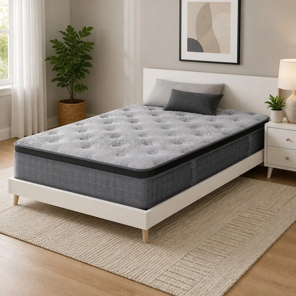 King Single Mattress 26cm Latex Foam Euro Top Medium Firm Pocket Spring Support Bamboo Charcoal Cover