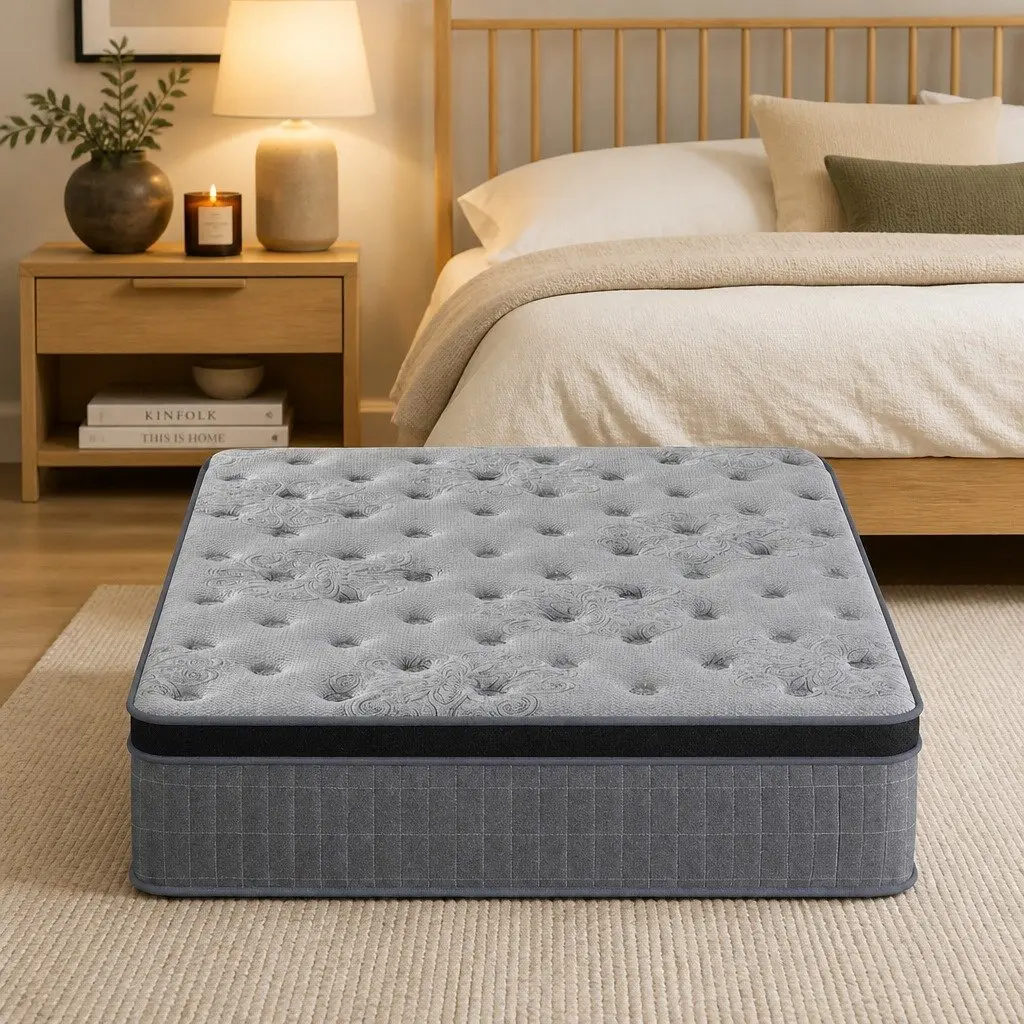 King Single Mattress 26cm Latex Foam Euro Top Medium Firm Pocket Spring Support Bamboo Charcoal Cover