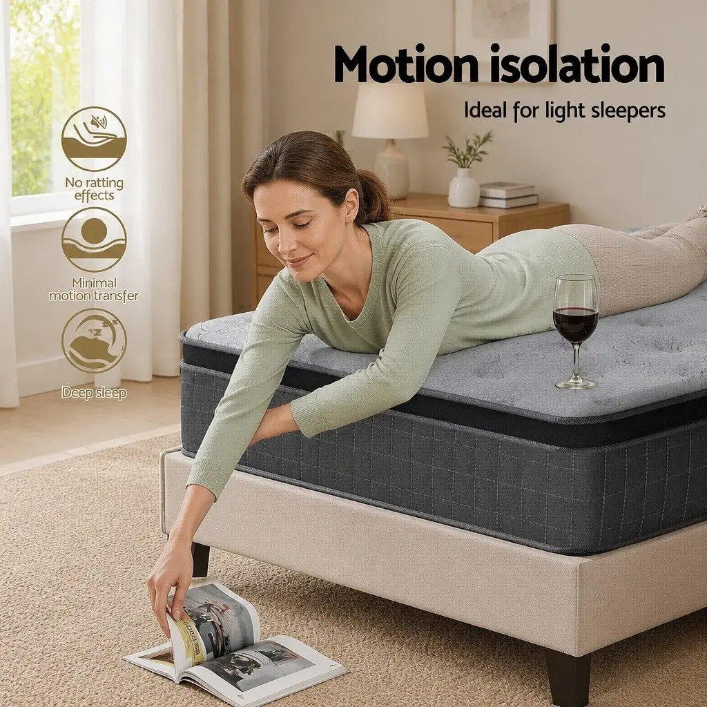 King Single Mattress 26cm Latex Foam Euro Top Medium Firm Pocket Spring Support Bamboo Charcoal Cover
