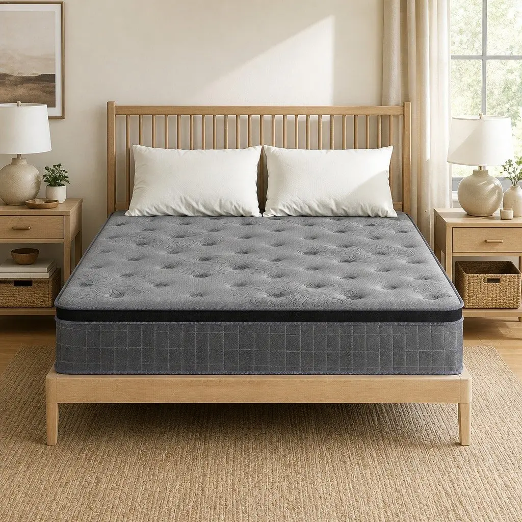Queen Mattress 26cm Latex Foam Euro Top Medium Firm Pocket Spring Support