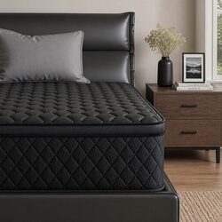 King Single Mattress 34cm Euro Top 5-Zone Pocket Spring Black Medium Firm