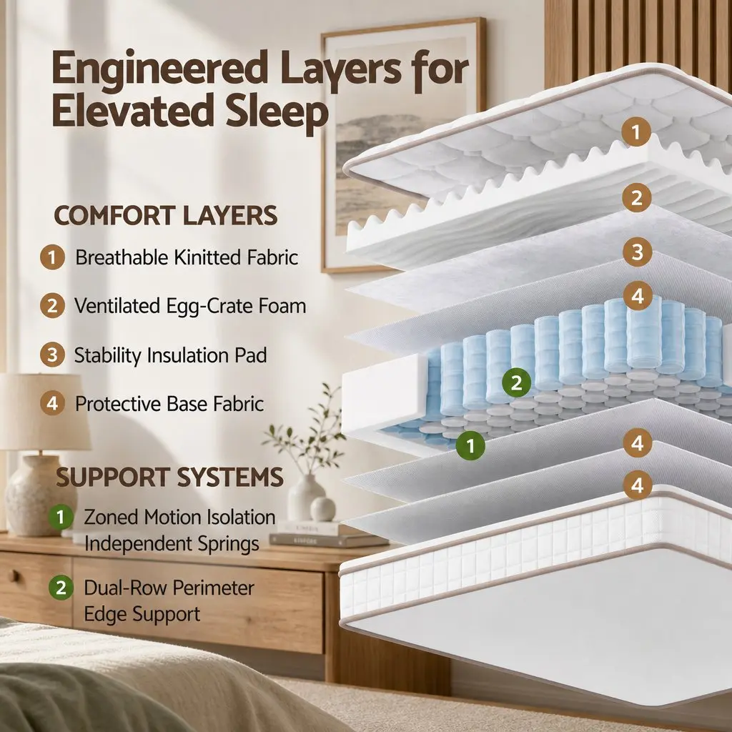 King Single Mattress Firm 20cm Pocket Spring Support White