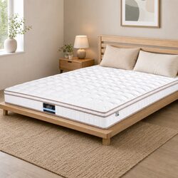 Queen Mattress 20cm Firm Pocket Spring Bed Breathable White Sleep Support