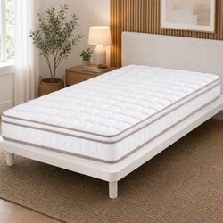 Single Mattress 20cm Firm Pocket Spring Euro Top White Bedroom Guest Room