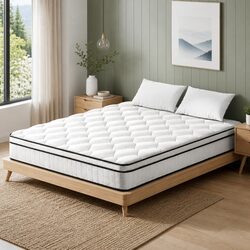 Double Mattress 22cm Euro Top Medium Firm Pocket Spring White Bedding