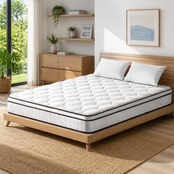 Queen Size Mattress 22cm Medium Firm Euro Top Pocket Spring Sleep Bed White